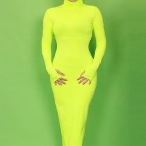 Neon Turtle Neck Fitted Dress